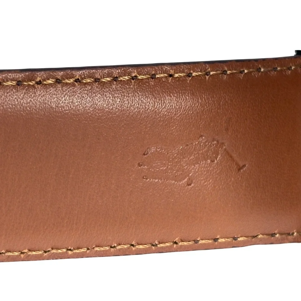 Polo Ralph Lauren Reversible Leather Belt Brown Tan Silver Buckle Size 32 NEW